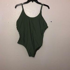 green one piece bathing suit